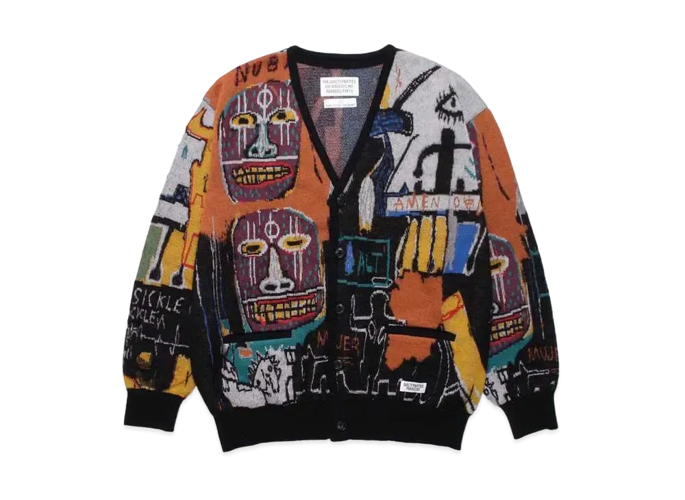 WACKO MARIA Jean-Michel Basquiat / Mohair Knit Jacquard Cardigan "One"