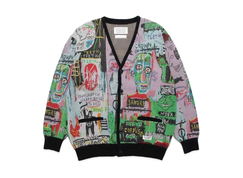 WACKO MARIA Jean-Michel Basquiat / Mohair Knit Jacquard Cardigan #1 "One"