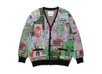 WACKO MARIA Jean-Michel Basquiat / Mohair Knit Jacquard Cardigan #1 "One"