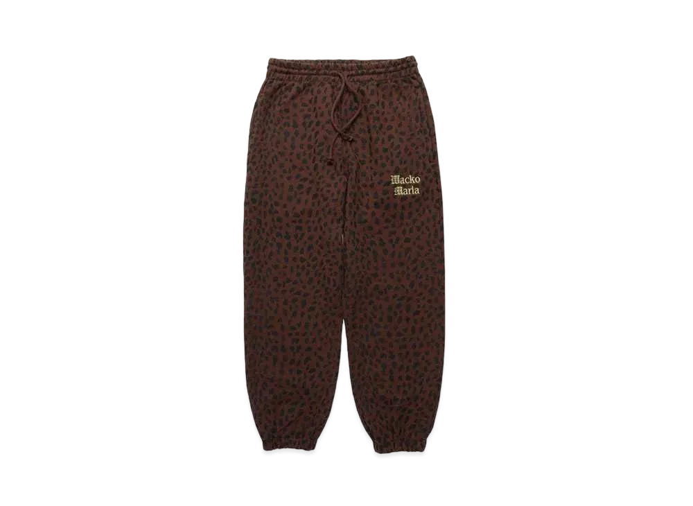 WACKO MARIA Leopard Washed Heavy Weight Sweat Pants "Brown"