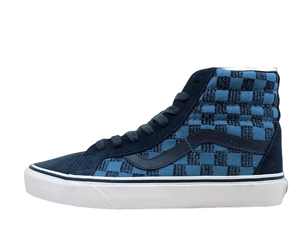 バンズ スケートハイ リイシュー スティッチ チェッカーボード "ブルー ミー"