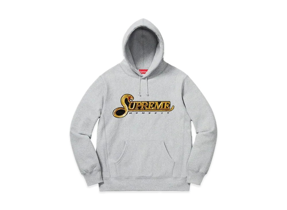 Supreme Sequin Viper Hooded Sweatshirt "Heather Grey"