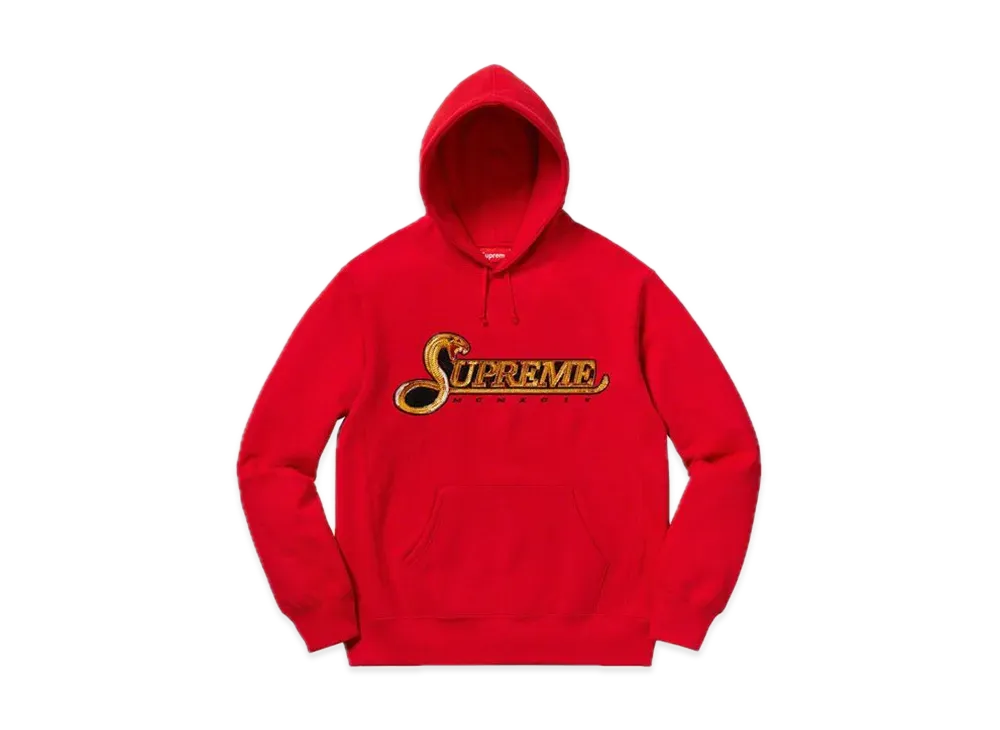 Supreme Sequin Viper Hooded Sweatshirt "Red"
