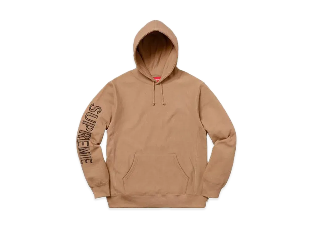 Supreme Sleeve Embroidery Hooded Sweatshirt "Light Brown"