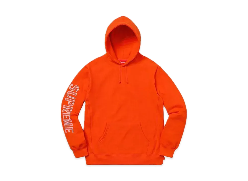 シュプリーム スリーブ エンブロイデリー フーデッド スウェットシャツ "ダーク オレンジ"