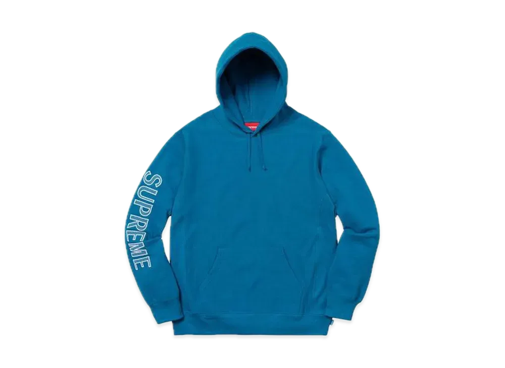 シュプリーム スリーブ エンブロイデリー フーデッド スウェットシャツ "ダーク アクア"
