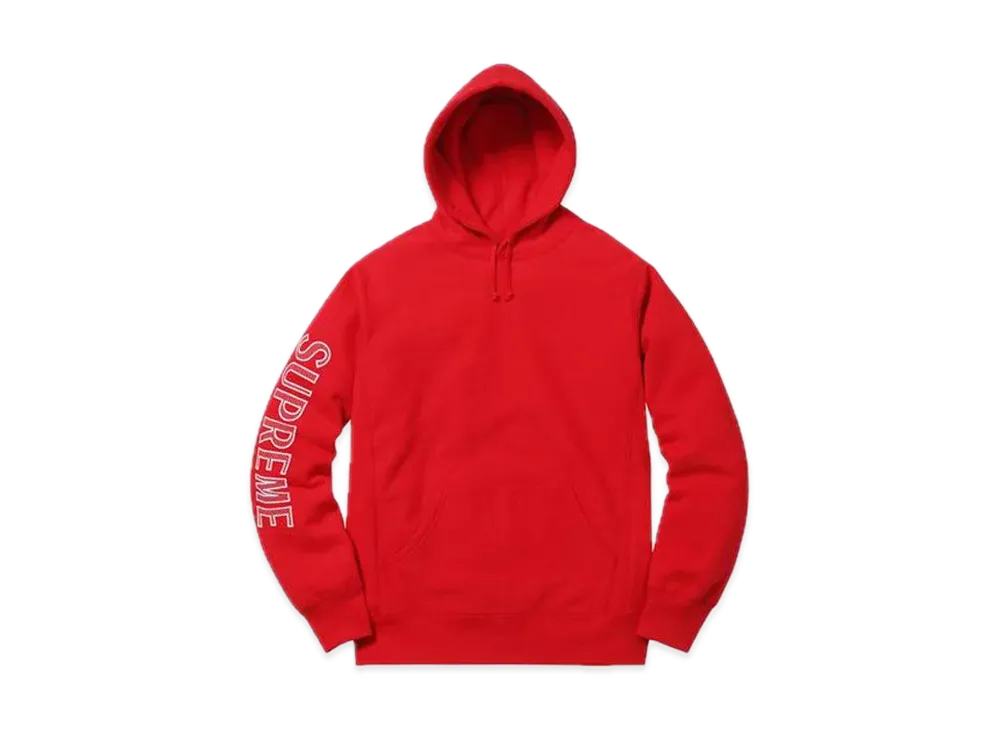 Supreme Sleeve Embroidery Hooded Sweatshirt "Red"