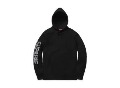 Supreme Sleeve Embroidery Hooded Sweatshirt "Black"