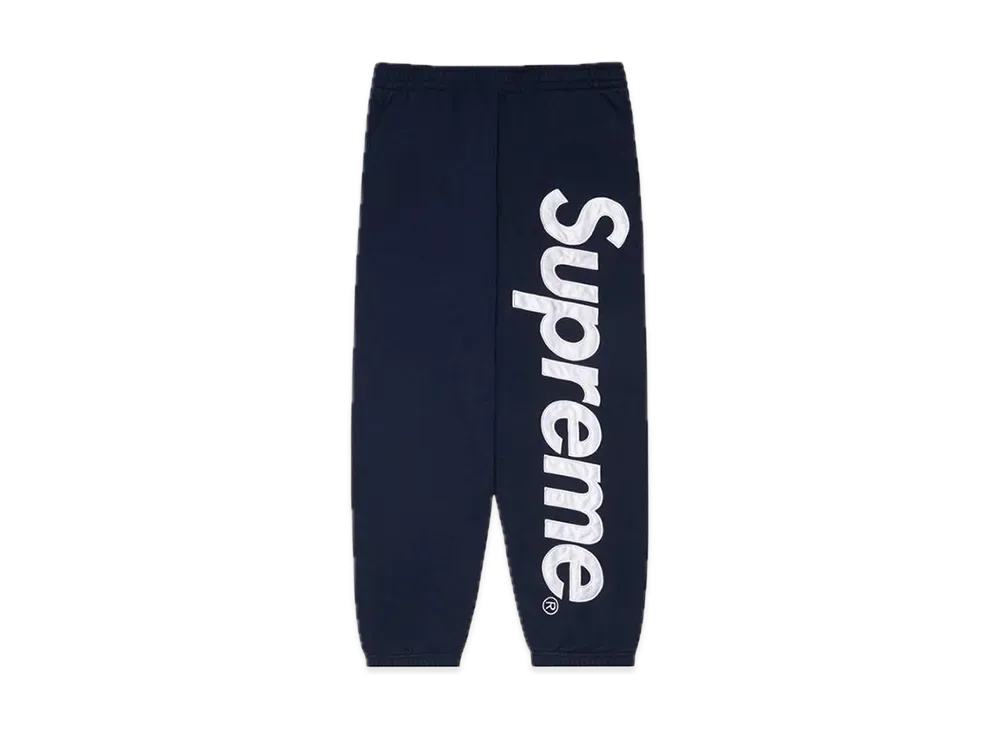 Supreme Satin Applique Sweatpant "Navy"