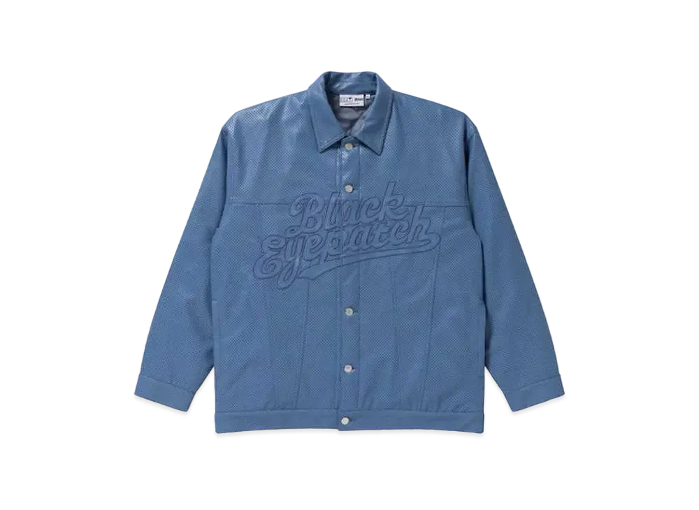 Blackeyepatch Script Faux Leather Jacket "Blue"