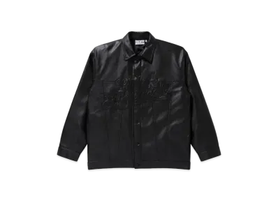 Blackeyepatch Script Faux Leather Jacket "Black"