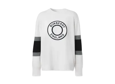 Burberry Logo Graphic Appliqué Wool Cashmere Sweater "Natural White"