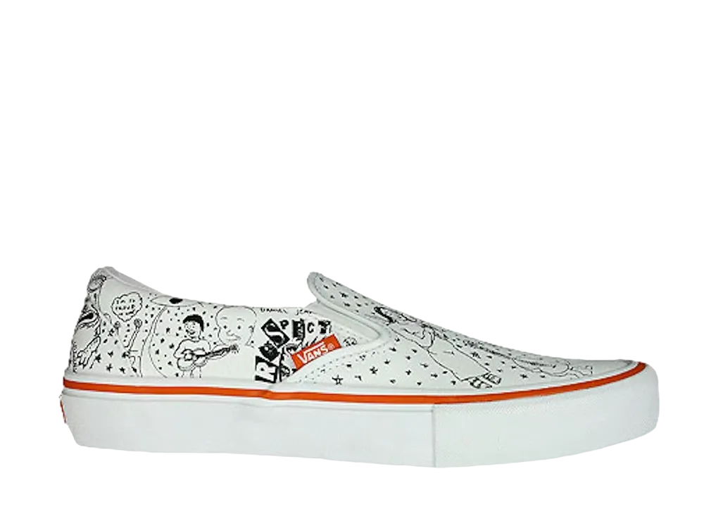 No Comply × Vans Slip-On Pro Daniel Johnston "White/Orange"