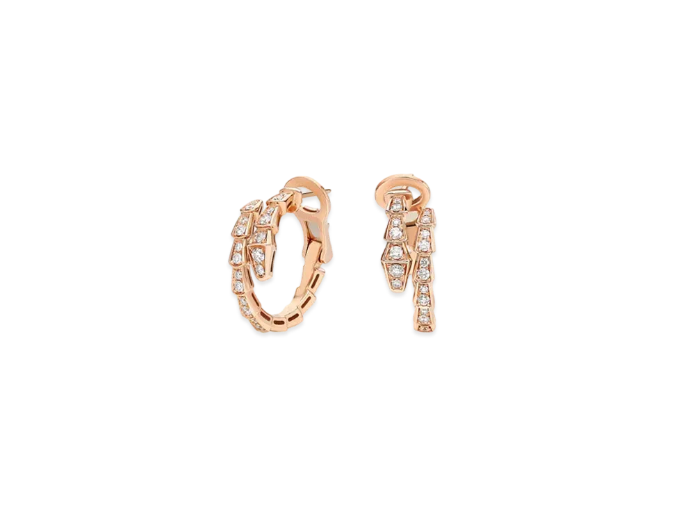 BVLGARI Serpenti Viper Earrings Diamonds "Pink Gold"