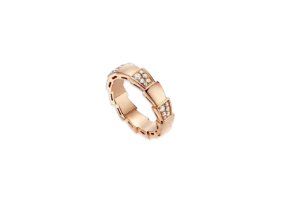 BVLGARI Serpenti Viper Ring Demi Pave Diamond "Pink Gold"
