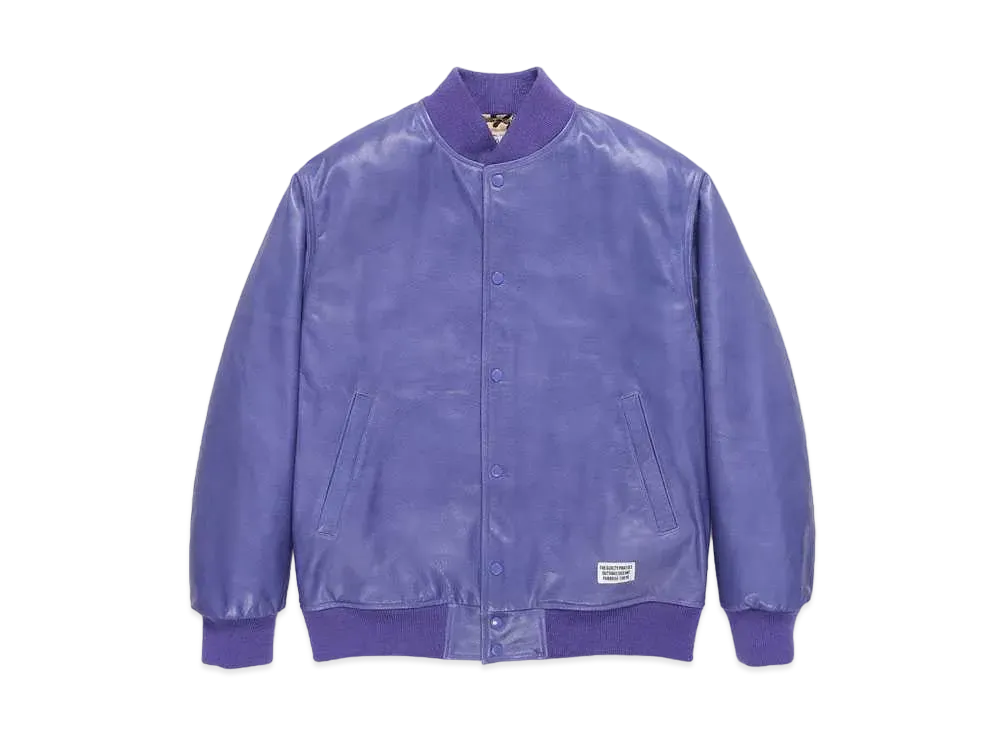 WACKO MARIA Leather Varsity Jacket "Purple"