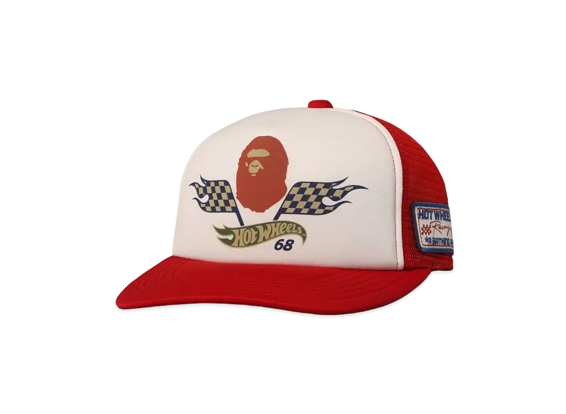 A BATHING APE x HOT WHEELS MESH CAP "Red"