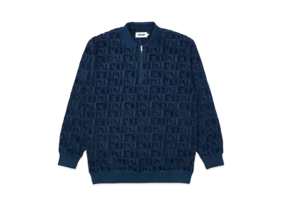 PALACE Domino Jacquard 1/4 Zip Polo Crew "Navy"