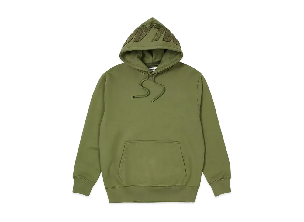 PALACE Spell Out Chenille Hood "Olive"
