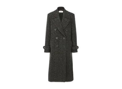 Chloe Tweed Overcoat "Black/Beige"