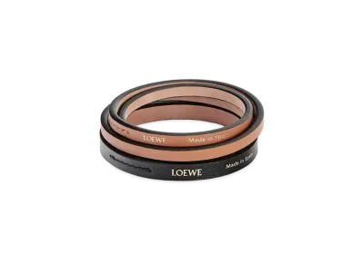 LOEWE Double Bangle Set In Classic Calfskin "Black/Tan"
