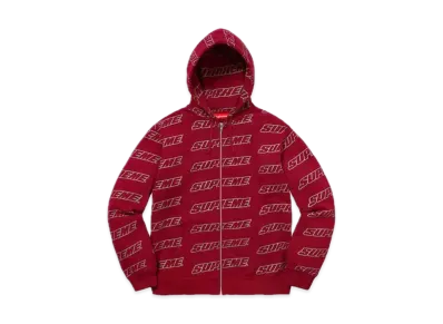 Supreme Repeat Zip Up Hooded Sweatshirt "Cardinal"