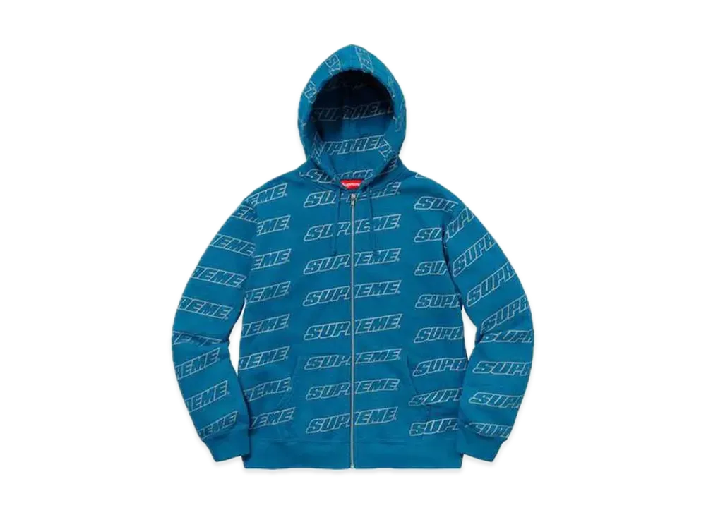 Supreme Repeat Zip Up Hooded Sweatshirt "Dark Aqua"