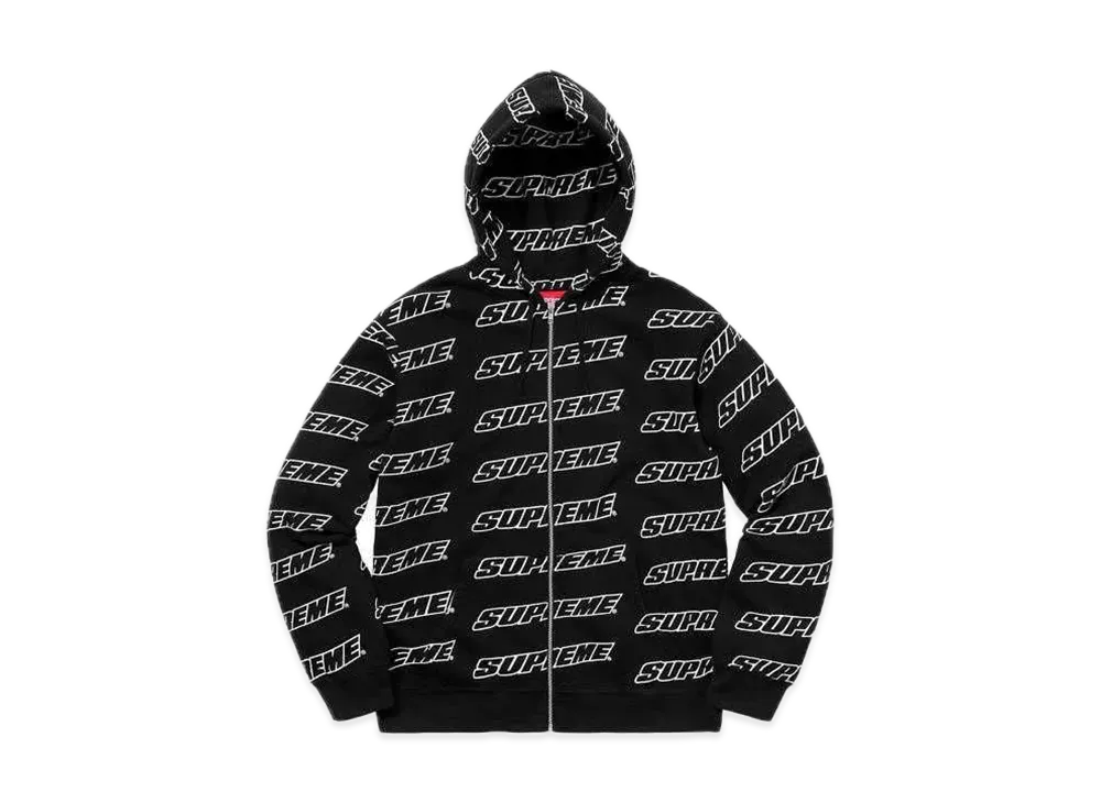 Supreme Repeat Zip Up Hooded Sweatshirt "Black"