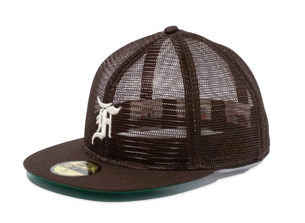 NEW ERA x FEAR OF GOD ESSENTIALS 59Fifty Tracker F Logo Walnut Green Under Visor "Walnut"