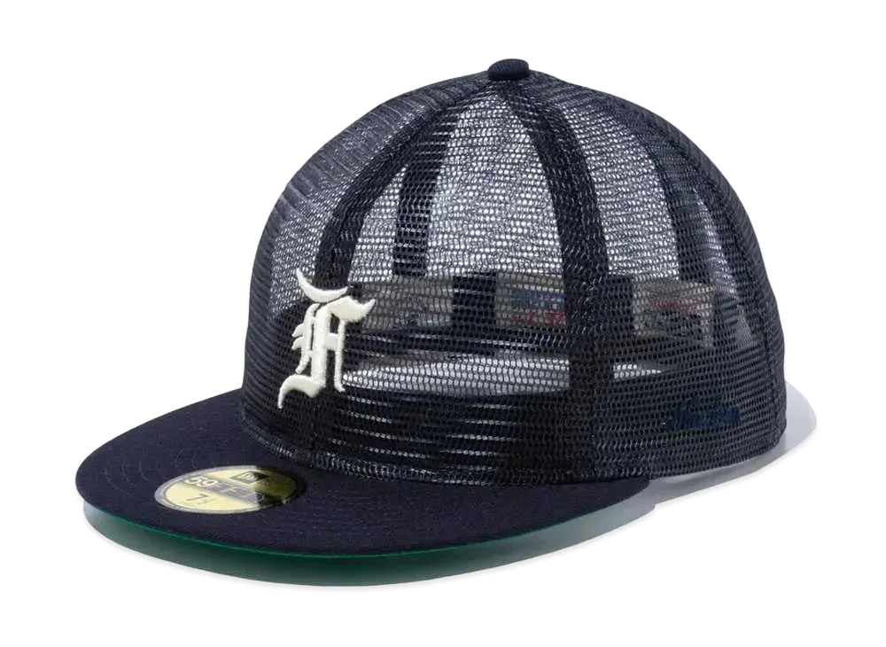 NEW ERA x FEAR OF GOD ESSENTIALS 59Fifty Tracker F Logo Navy Green Under Visor "Navy"