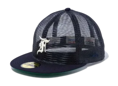 NEW ERA x FEAR OF GOD ESSENTIALS 59Fifty Tracker F Logo Navy Green Under Visor "Navy"