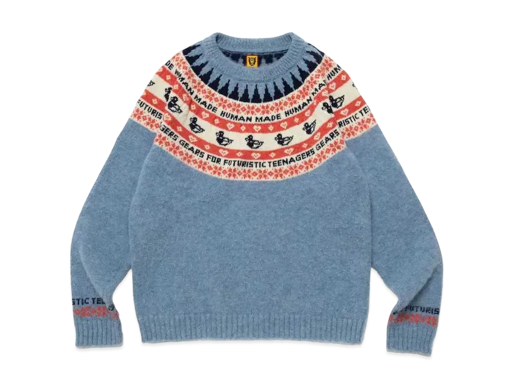 HUMAN MADE DUCK JACQUARD KNIT SWEATER "Blue"