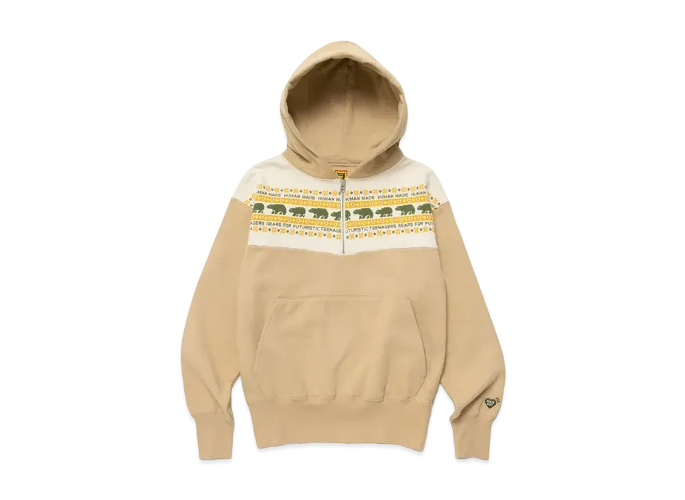 HUMAN MADE HALF-ZIP HOODIE "Beige"