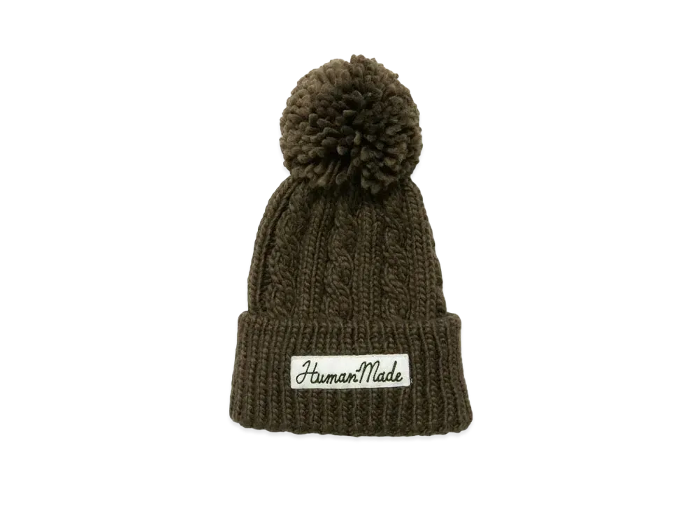 HUMAN MADE CABLE POP BEANIE "Olive Drab"