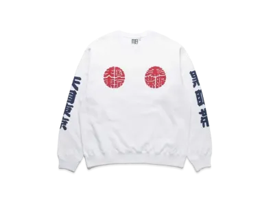 Black Eye Patch WACKO MARIA Crew Neck Sweat Shirt "White"
