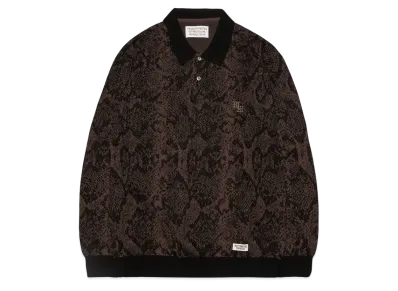 WACKO MARIA Python Knit Jacquard Polo Shirt "Brown"