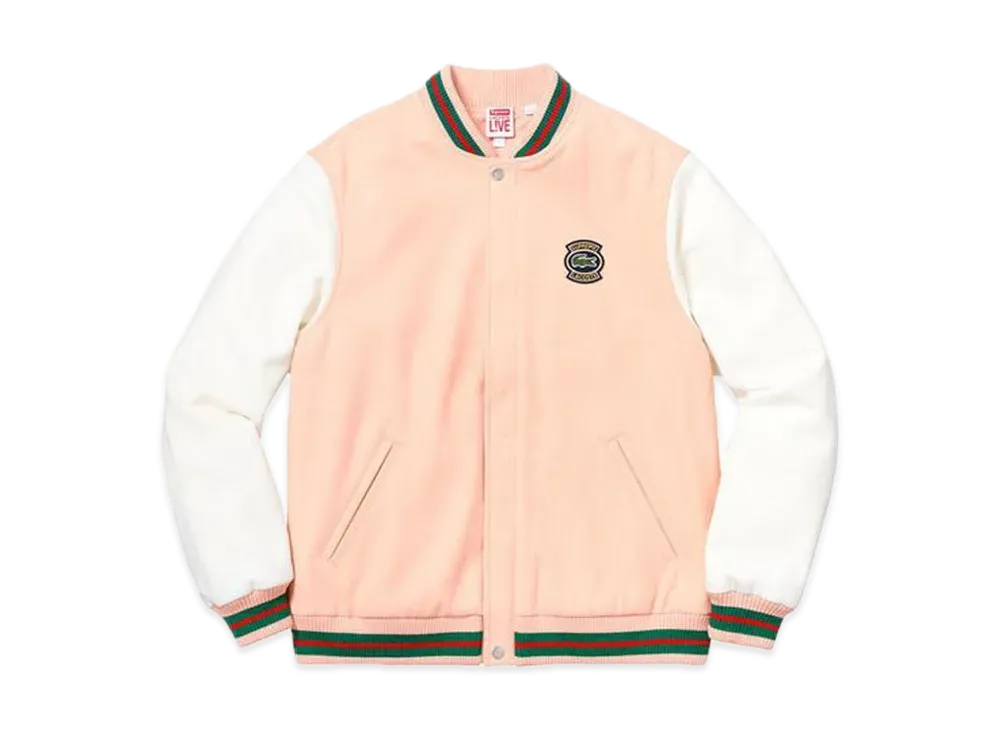 Supreme / LACOSTE Wool Varsity Jacket "Peach"