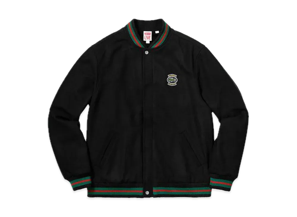 Supreme / LACOSTE Wool Varsity Jacket "Black"