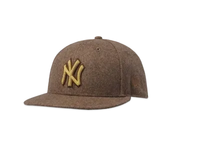 Kith New Era for New York Yankees Bullion 600 GSM Wool Melton Fitted Hat #3 "Dark Tan"