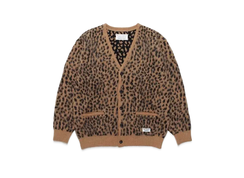 WACKO MARIA Leopard Heavy Mohair Knit Jacquard Cardigan "Brown"