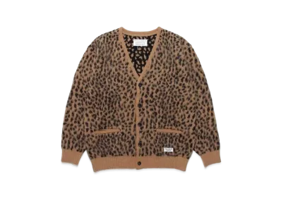 WACKO MARIA Leopard Heavy Mohair Knit Jacquard Cardigan "Brown"