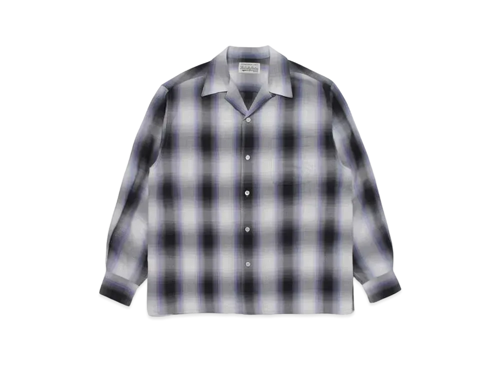 WACKO MARIA Check Open Collar Shirt "Purple"