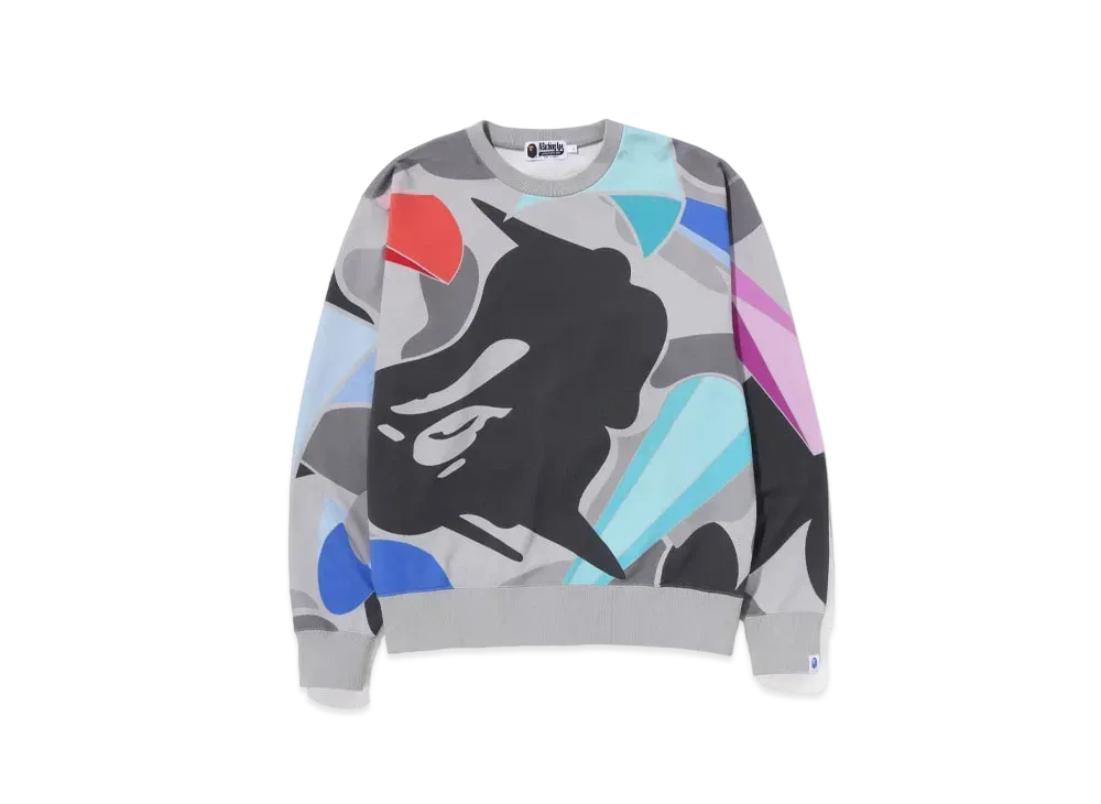 A BATHING APE x LOUIS DE GUZMAN Camo Relaxed Fit Crewneck "Gray"