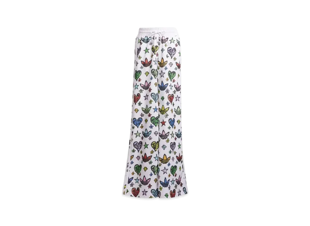 adidas JEREMY SCOTT Monogram Wide-Leg Track Pants "White"