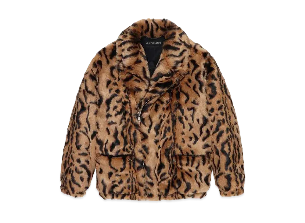 WACKO MARIA Leopard Fur Double Riders Jacket "Brown"