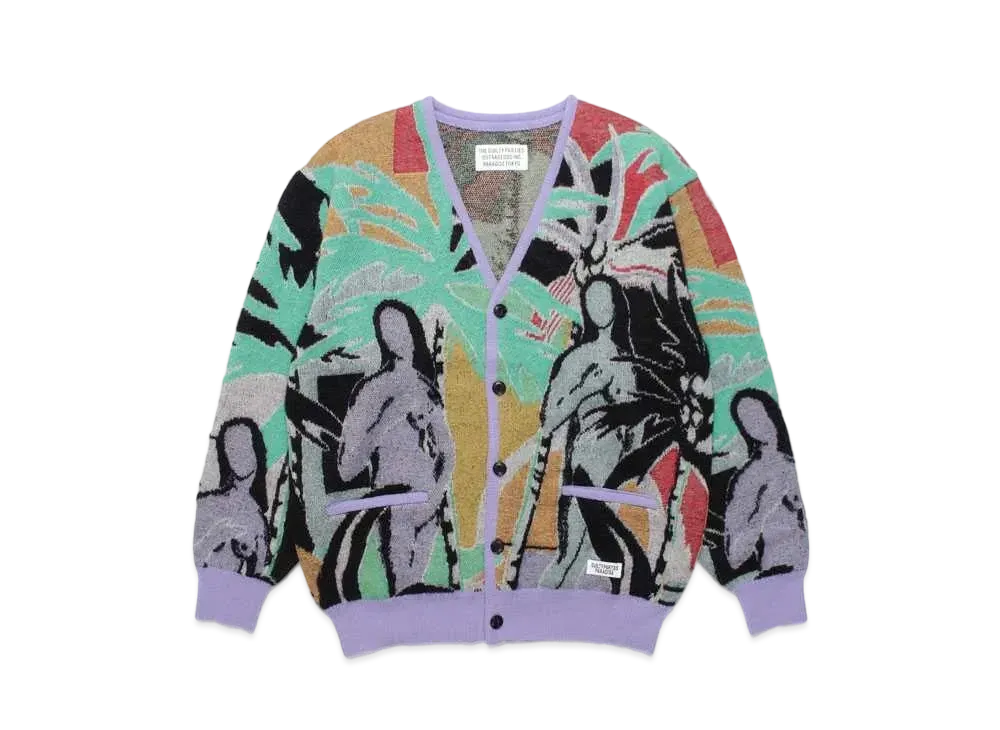 WACKO MARIA Yula Paradisezu Mohair Knit Jacquard Cardigan "Light Purple"