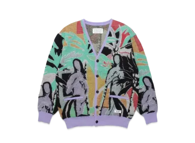 WACKO MARIA Yula Paradisezu Mohair Knit Jacquard Cardigan "Light Purple"