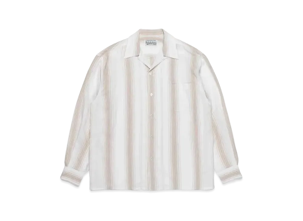 WACKO MARIA Striped Open Collar Shirt "White"