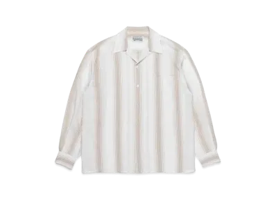 WACKO MARIA Striped Open Collar Shirt "White"