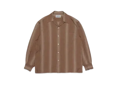 WACKO MARIA Striped Open Collar Shirt "Brown"